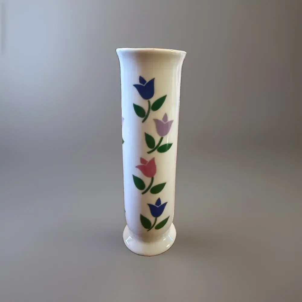 Vintage Ceramic FTDA Flower Bud Vase With Tulip Design 1988 Korea 6.5